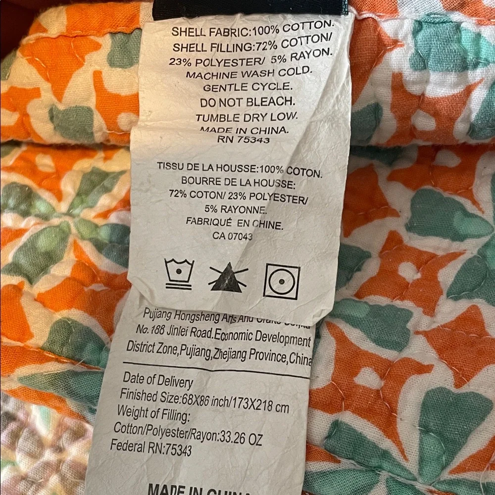 Cynthia Rowley Teal and Orange Floral Quilt